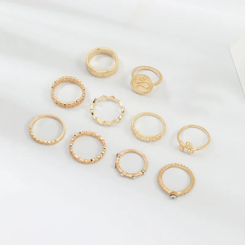 Модные женские кольца 8 шт./компл. набор золотых колец в виде змеи цветка ветки