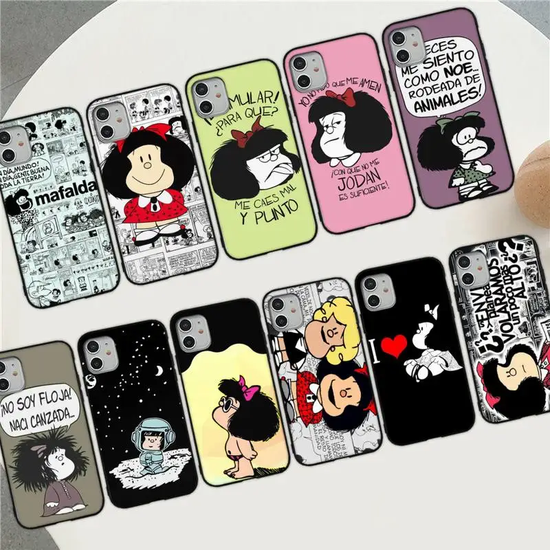 

Hot Mafalda Phone Case for iPhone 8 7 6S Plus X 5S SE 2020 XR 11 12 mini pro XS MAX