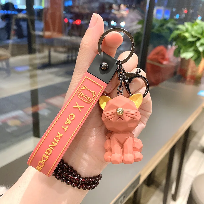 

Cartoon Cute Silicone Cat Keyring Student Backpack Pendant Car Seat Keychain Friends Christmas Holiday Gift Keychains