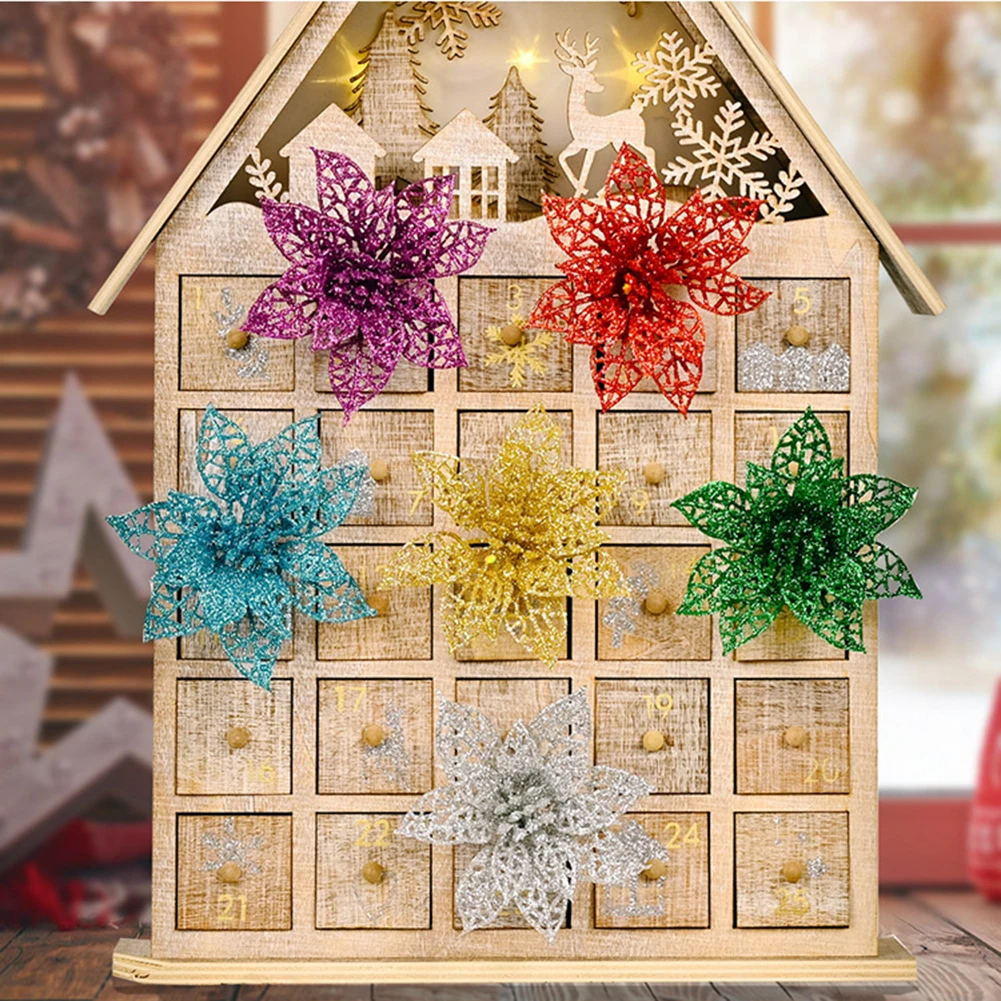 

Christmas Decorations Home PVC Wear-resistant Glitter Artificial Flowers Christmas Tree Decoration New Year Gift Home Ornaments