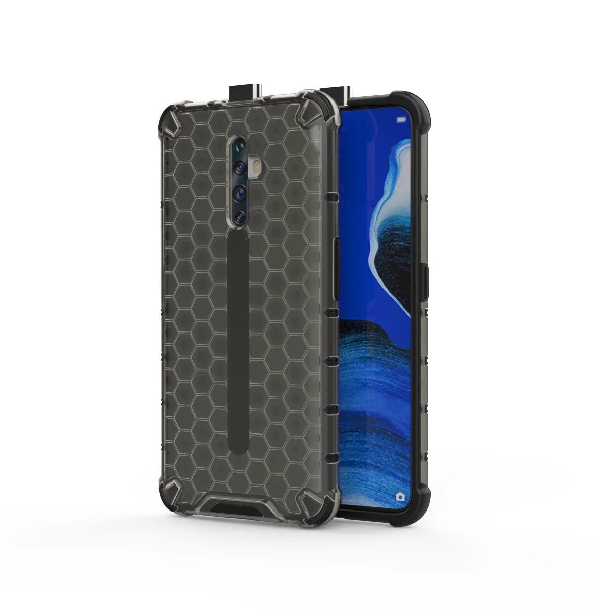 Hybrid TPU + PC Armor Case for OPPO Realme 5 Pro Q F11 F9 Honeycomb Pattern Clear Shockproof RENO 2 2Z ACE |