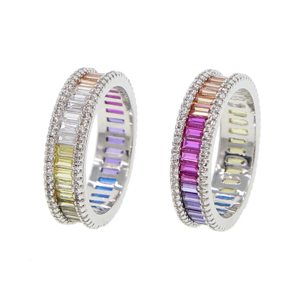 Новинка обручальное кольцо радужного цвета с фианитом для женщин роскошное