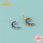 925 серебро подвеска в виде Луны пробы, голубой фианит, ручная работа