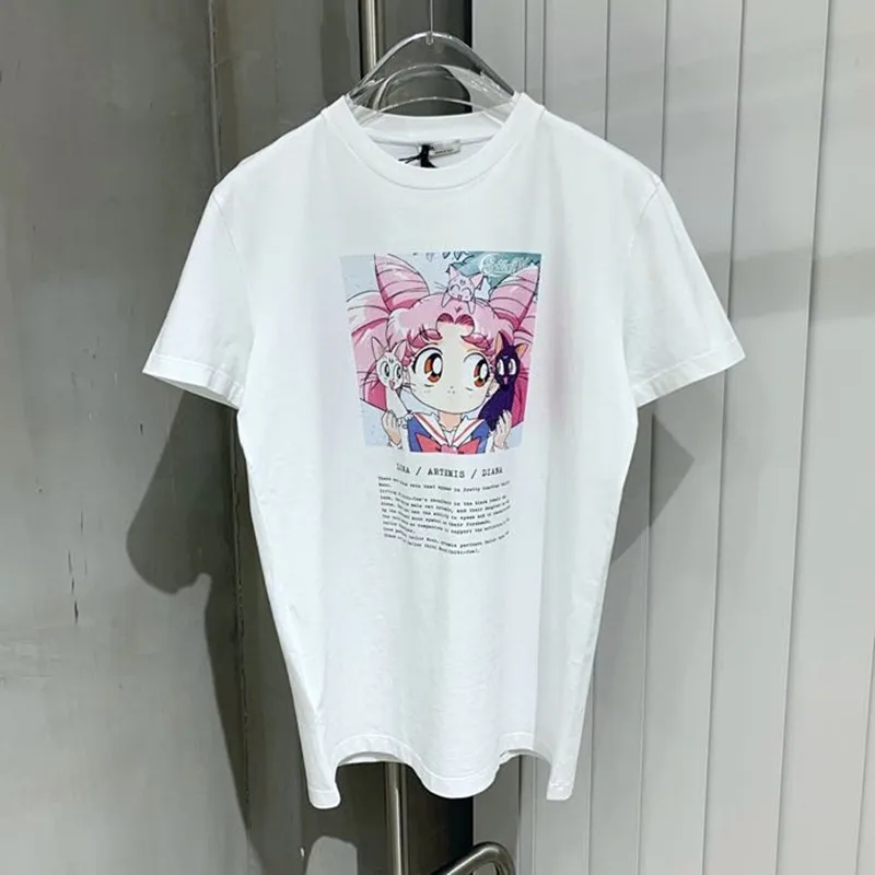 

women's dress 2021 Sailor Moon t-shirts with short sleeve Cartoon Kawaii top anime Women clothing white XXXL Big size Top
