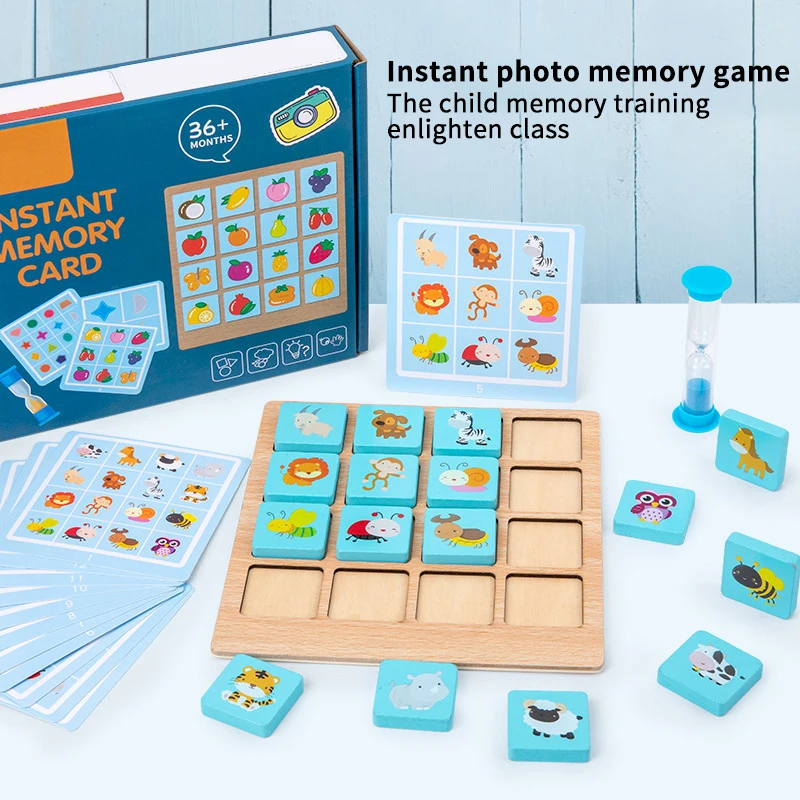 

Children Puzzle Board Game Instant Photo Memory Chess Baby Brain Power Early Education Wooden Learning Toys Kids Gifts