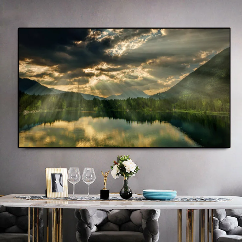 Постер Картина на холсте современный пейзаж постеры и принты озеро горы