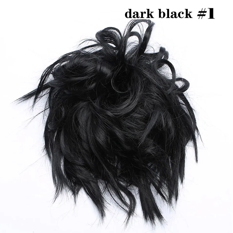 dark black S-noilite синтетические шиньон волосы булочка прямой пончик-шиньон эластичные грязные резинки обертывание для конского хвоста наращивание волос для женщин - Color: dark black