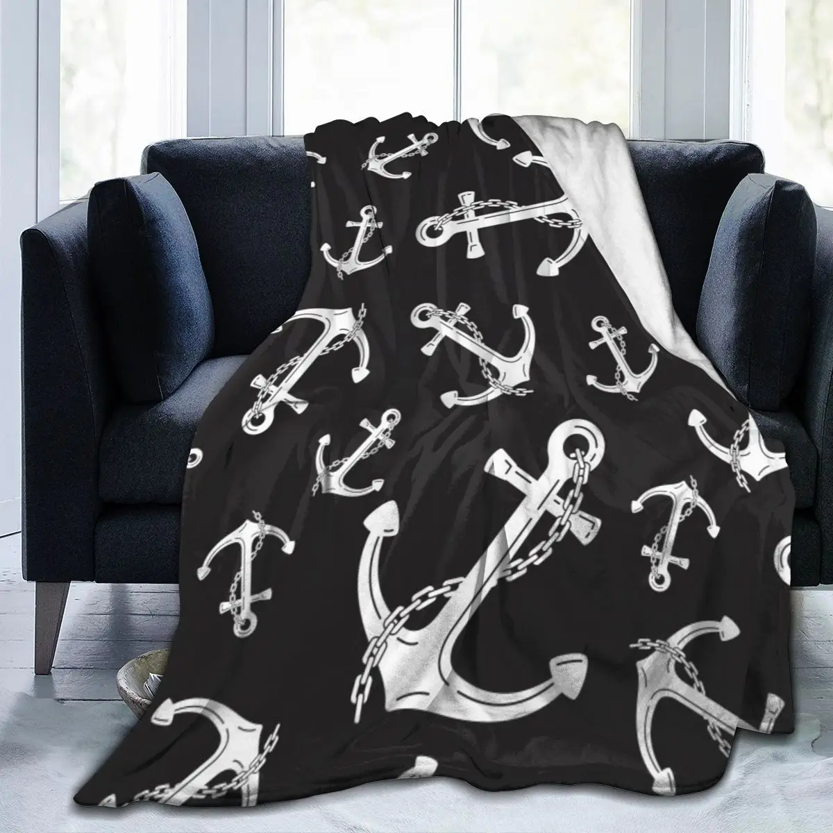

Flannel Blanket Maritime Anchor Tropical Boat Ancla Soft Thin Fleece Blanket Bedspread Cover for Bed Sofa Home Decor Dropship