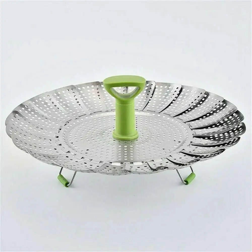 9 Inch Kitchen Food Steamer Stainless Steel Cookware Steaming Basket Mesh Folding Fruit Vegetable Vapor Cooker | Дом и сад