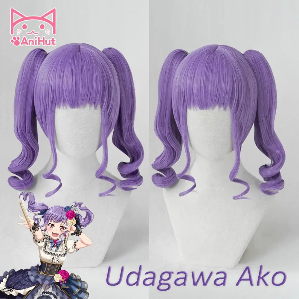 [Anihut】udagawa Aka Wig Game BanG Dream! Парик для косплея из синтетических волос фиолетового