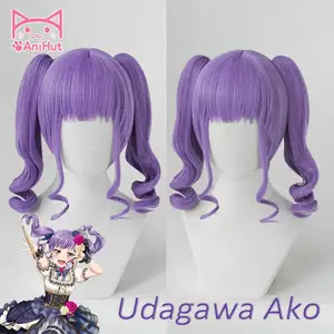Anihutudagawa Aka Wig Game BanG Dream! Парик для косплея для женщин, синтетические фиолетовые волосы из аниме, бандори, костюм дагава, ака
