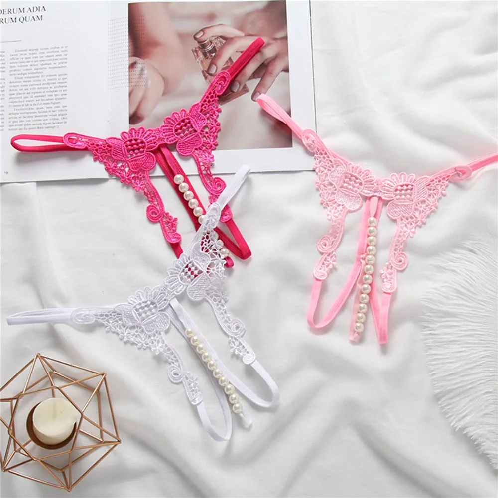 Женские сексуальные жемчужные массажные стринги кружевное женское экзотическое