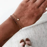 2pcsset minimalist pulsera gold link chain bracelet for women friendship love charms bracelets heart bangles men jewelry