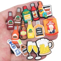 1pcs kinds of type beer red wine bottle shoe decoration shoe accessories croc charms for bracelets backpack jibz kid x mas gifts