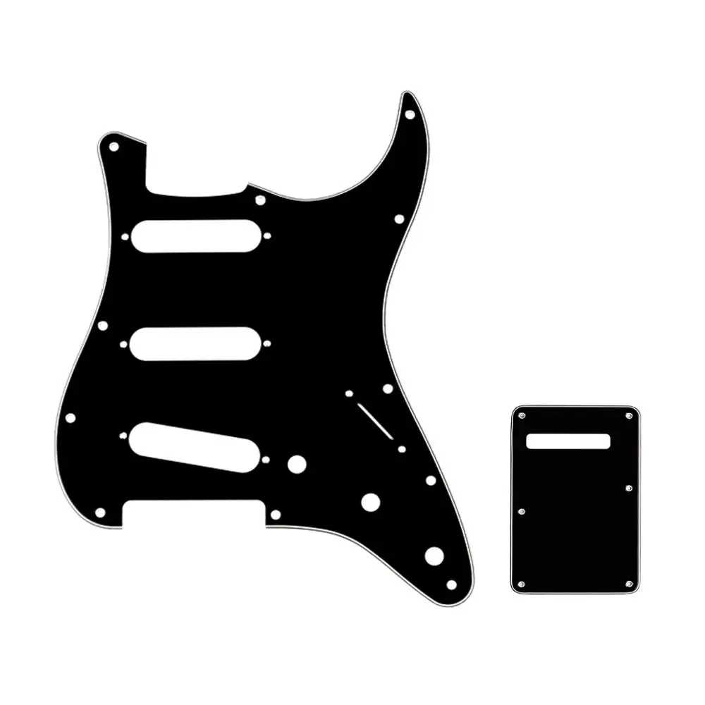 

Musiclily SSS 11 Hole Strat Guitar Pickguard and BackPlate Set for Fender USA/Mexican Standard Stratocaster Style, 3Ply Black