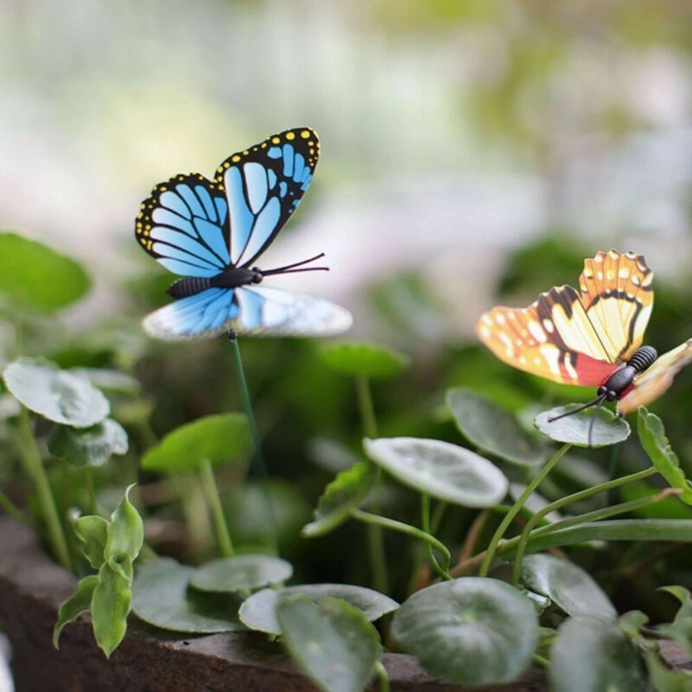 50Pcs/Set Simulation Butterfly Stakes Outdoor Yard Planter Flower Pot Bed Garden Lawn Decor Label | Дом и сад