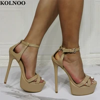 kolnoo 2022 new handmade womens high heeled sandals buckle strap peep toe sexy platform large size us5 15 evening fashion shoes