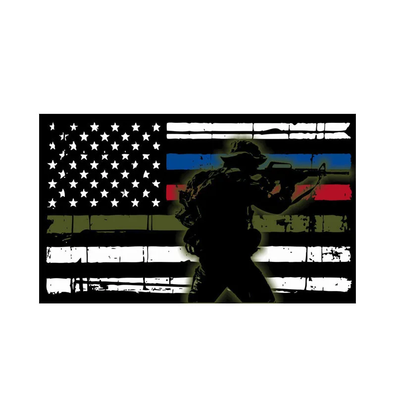 

Firefighter Gunny Solider Flag Vinyl Car-Stickers for Car Window Bumper Trunk Auto Laptop Uv Protection Car Decoration 16*10cm