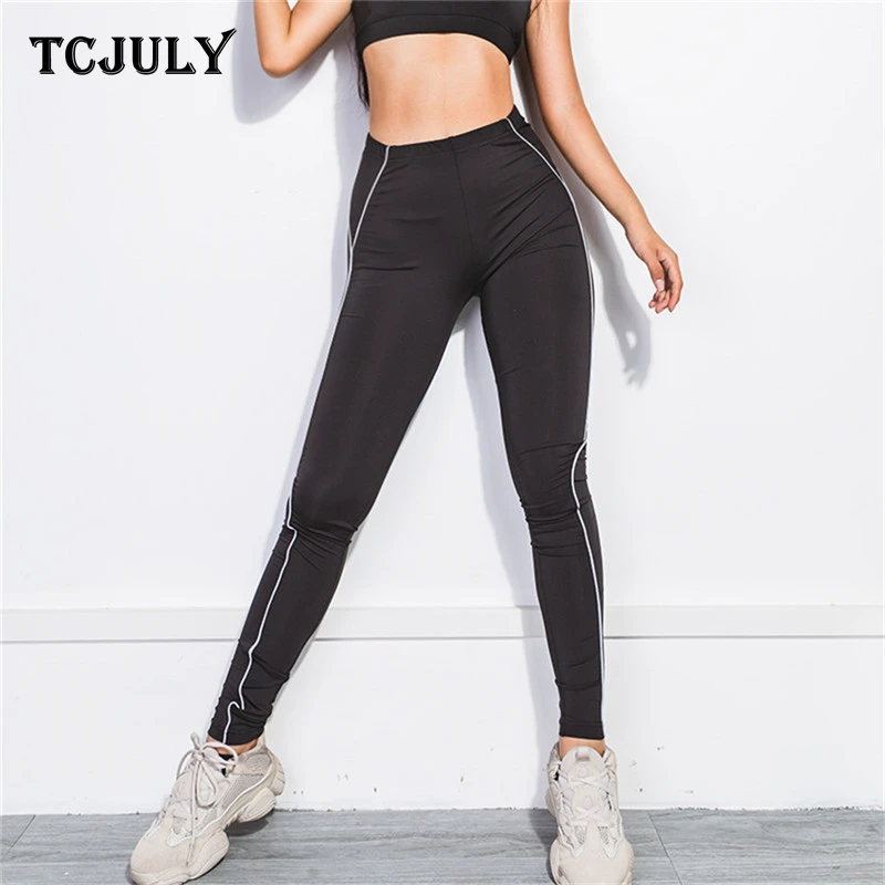 TCJULY модные Лоскутные Светоотражающие Леггинсы для женщин быстросохнущие