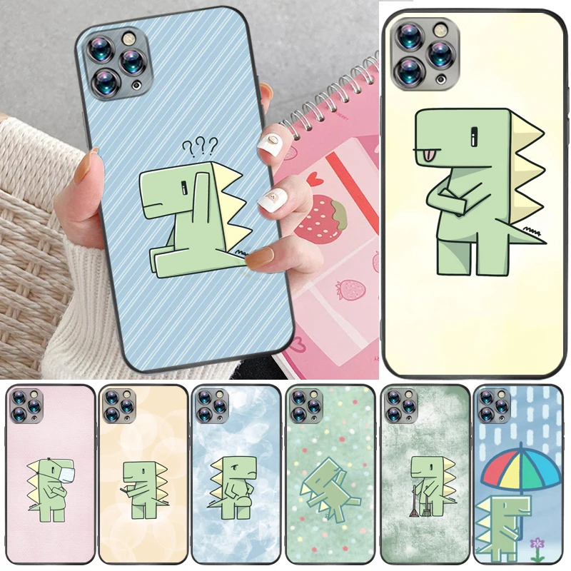 

Cute Flowers Couples Dinosaur Funny Color Painting Phone Case For iPhone XR XS Max Carcasa Coque Back Cover Cases