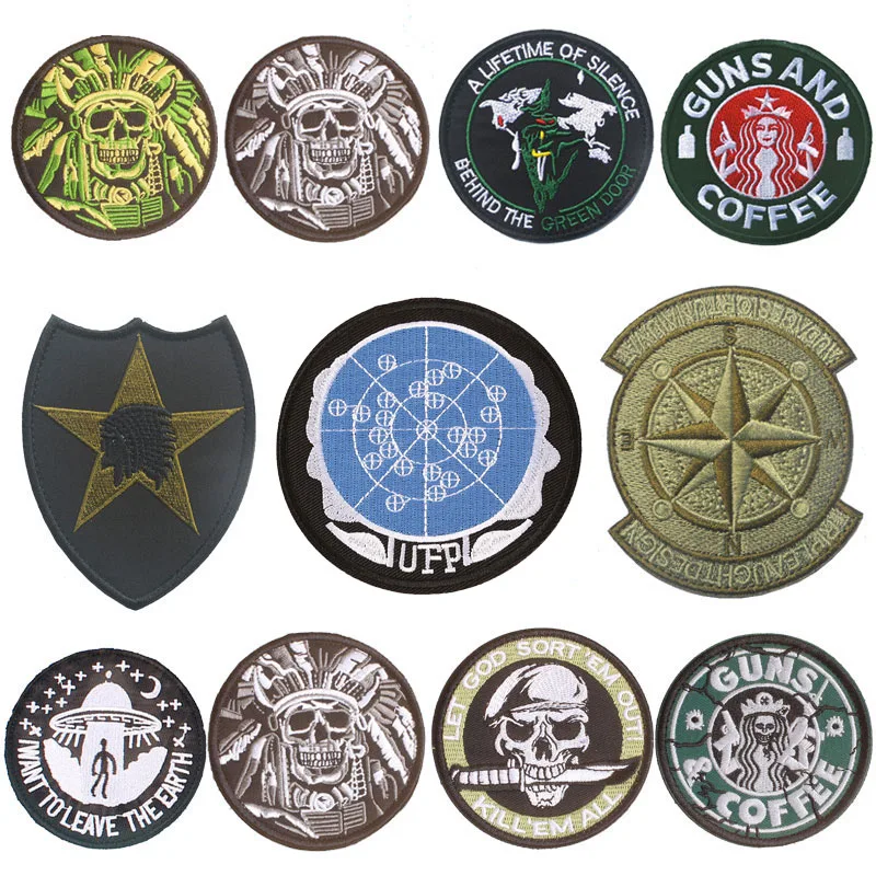 Круглый череп вышитые патч железа на патчи для одежды аппликация Швейные эмблема