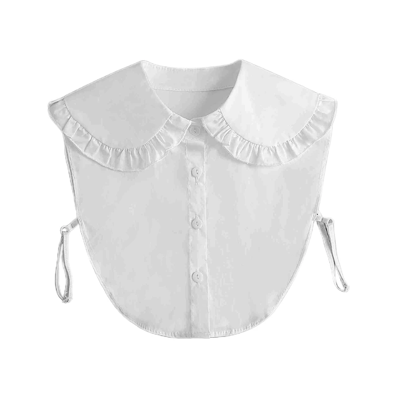 

Женская винтажная блузка со съемным верхом, белая блузка с большими лацканами, искусственным воротником, оборками и кружевной отделкой