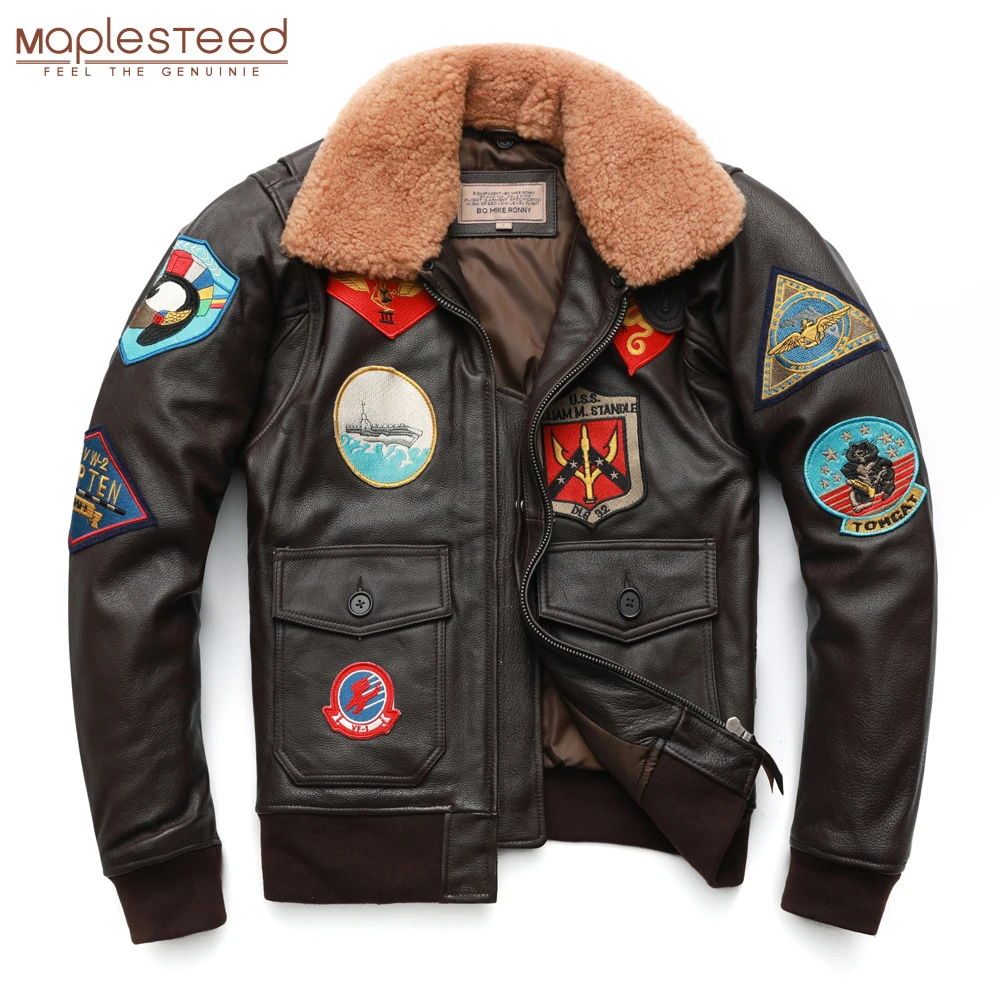 Мужская стеганая куртка MAPLESTEED ВВС G1 из телячьей кожи с верхним слоем зимняя