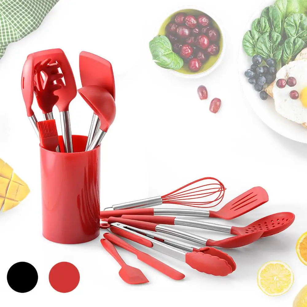 

SOLEDI Black Durable Egg Beater Food Grade Spatula Multifunction Practical Leakage Shovel Ladle Non-Stick Pan Red Spoon