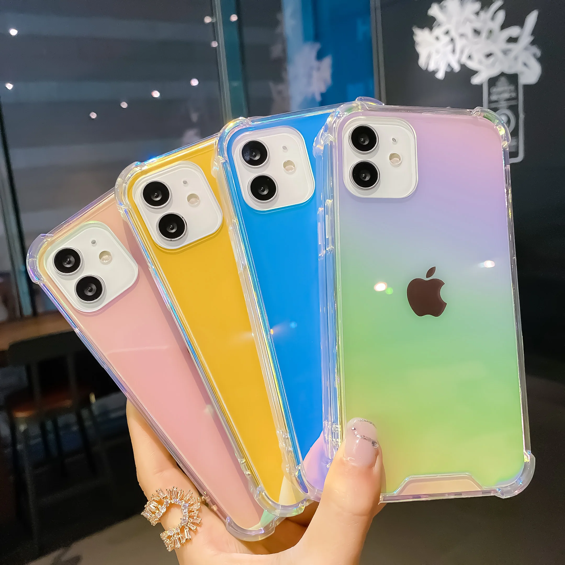 

Rainbow Lating Clear Case for iPhone 13 Pro Max Shockproof Colorful Transparent Silicone Cases for iPhone 11 12 Pro Max Cover