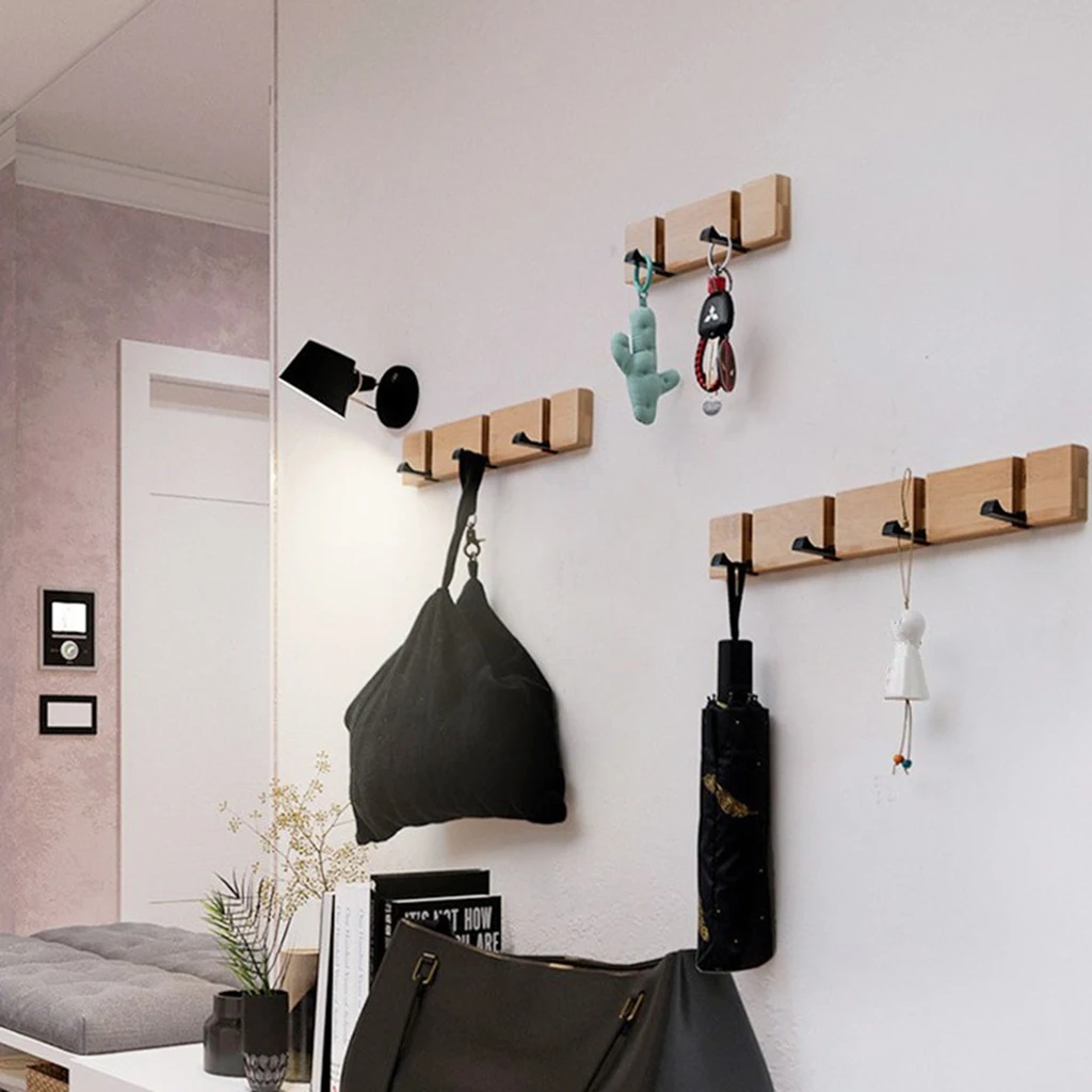 Складная деревянная металлическая настенная вешалка для ванной комнаты ключей