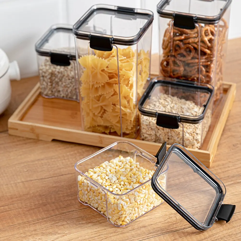 

Food Storage Container Transparent Airtight Pantry Pasta Box Multigrain Sealed Cans Plastic Kitchen With Lid Cereal Containers