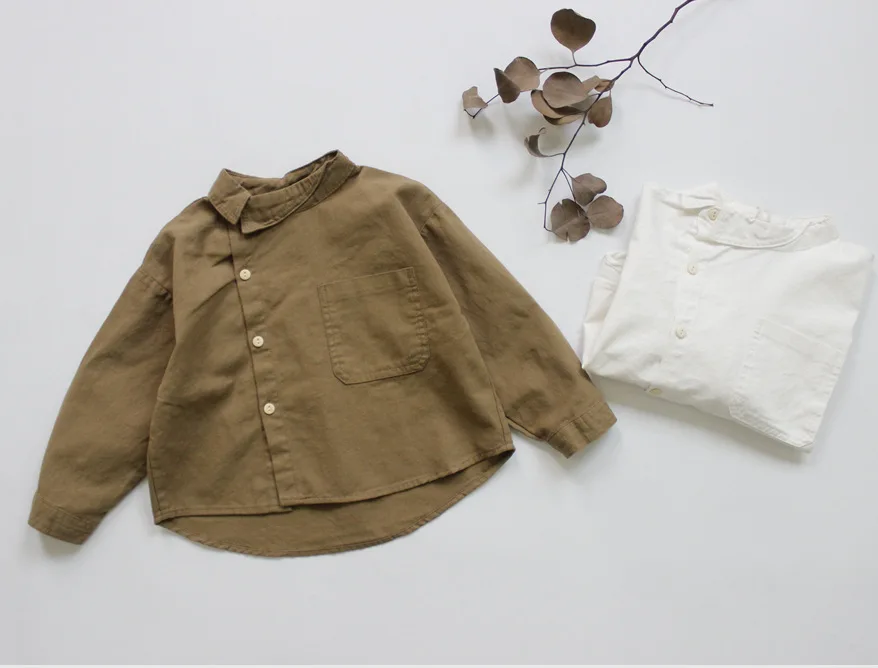 2020 Весенняя блузка для маленьких девочек и мальчиков повседневная льняная