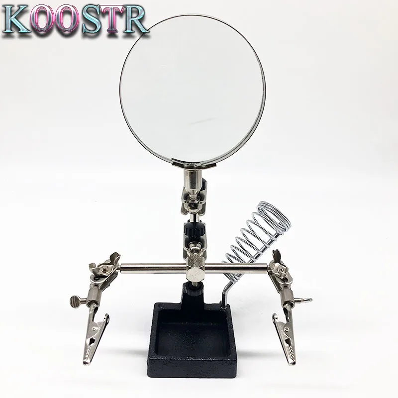 Регулируемая подставка для паяльника с 5 кратным увеличением и вращением на 360