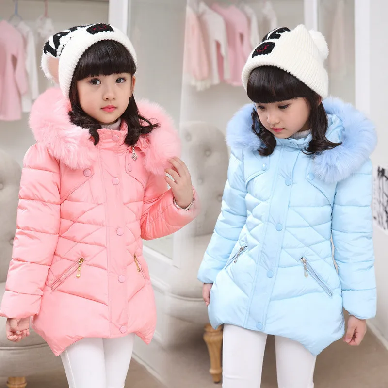 

Winter Baby Girls Jackets Long Section Thick Padded Jacket Solid Coat Kids Clothes Children Warm Cotton Suit