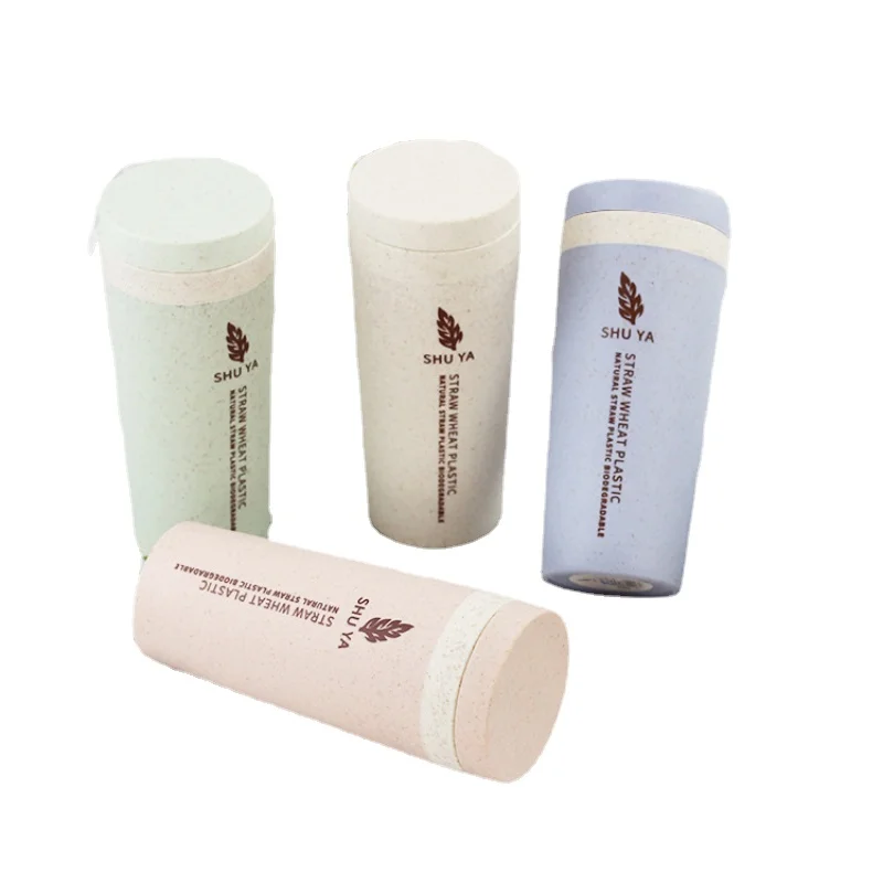 

2021Wheat Straw Double-layer Thermos cup Creative Portable Handy Cup Environmental Protection Water Cup Student Cup with Cover
