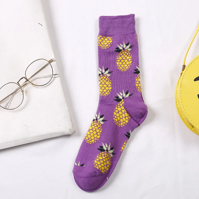 6 Pairs 18 6 пар/лот, забавные носки с фруктами, вишня, лимон, ананас, хлопковые цветные носки для женщин и мужчин, унисекс, осенние носки - Цвет: 6 Pairs 18