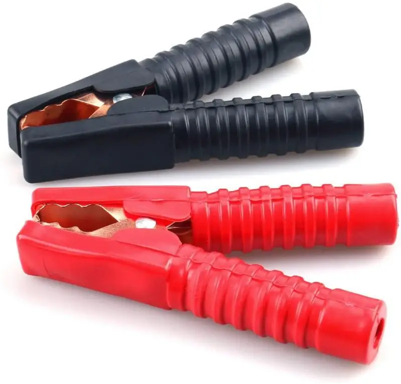 

2pcs, Black Red 200A Spring Loaded Car Auto Battery Cable Insulated Alligator Clamp Clips (200A Alligator Clip)