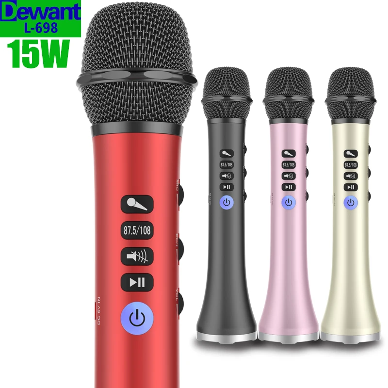 Портативный динамический беспроводной Bluetooth караоке микрофон динамик 15 Вт с