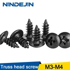 NINDEJIN 50100 шт крест Phillips ферменная головка саморезы винт из углеродистой стали винт для шкафа M3 M3.5 M4 Грибная головка деревянный винт