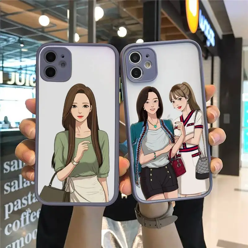 

Anime version of Korean drama Phone Case For iPhone 12 11 Mini Pro XR XS Max 7 8 Plus X Matte transparent Gray Back Cover