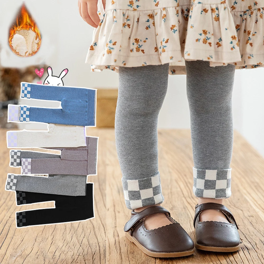 

V-TREE Winter Girls Leggings Cotton Trousers Plus Velvet Pants Skinny Leggings Casual Warm Trousers 2021 New