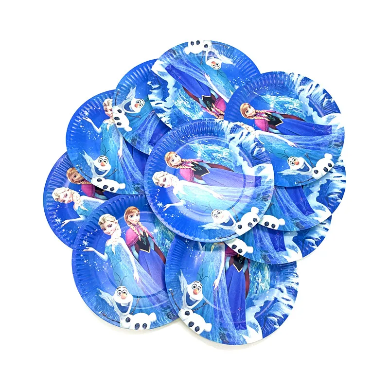 Plates-10pcs Дисней Принцесса Холодное сердце Анна Эльза 108*180 см День Рождения украшения Детские принадлежности одноразовая посуда скатерть детский душ - Цвет: Plates-10pcs
