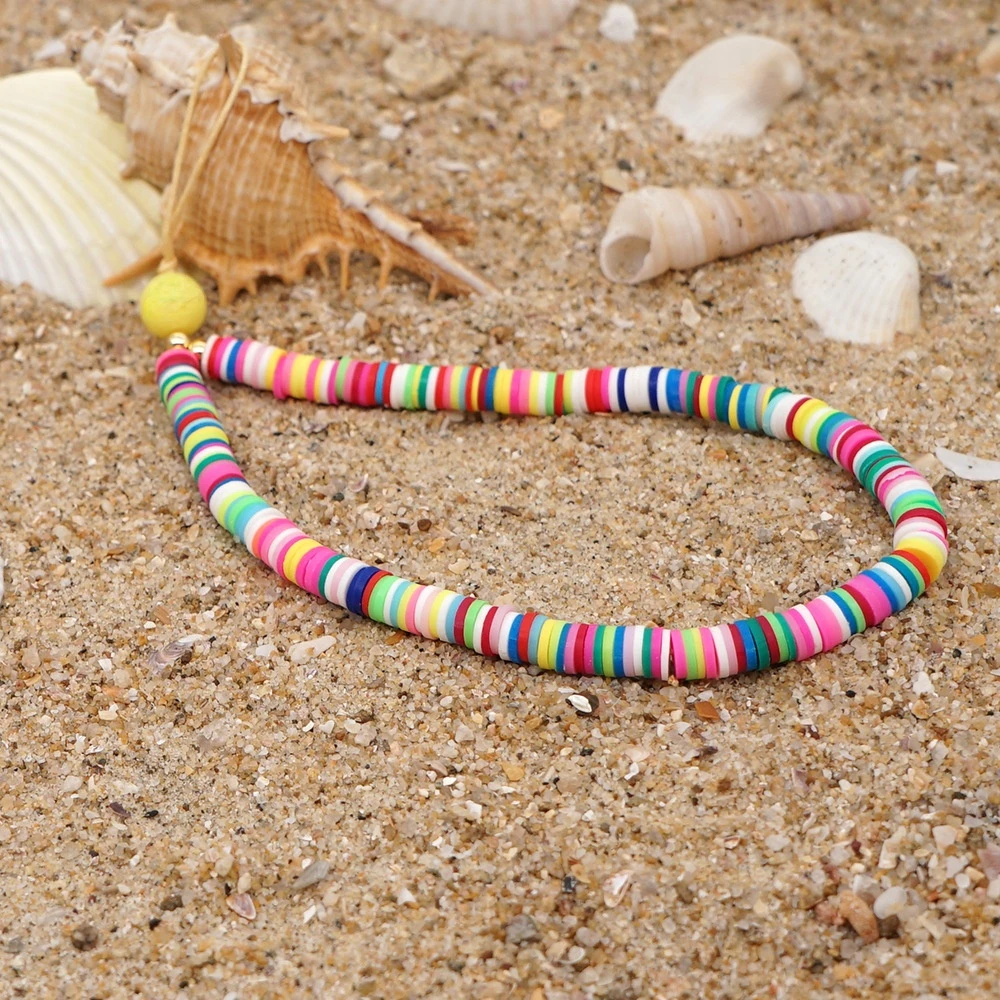 

Bohemian Style Colorful Soft Pottery Mobile Phone Hanging Rope Chain for Women Cords Beaded Lanyard Hold Straps