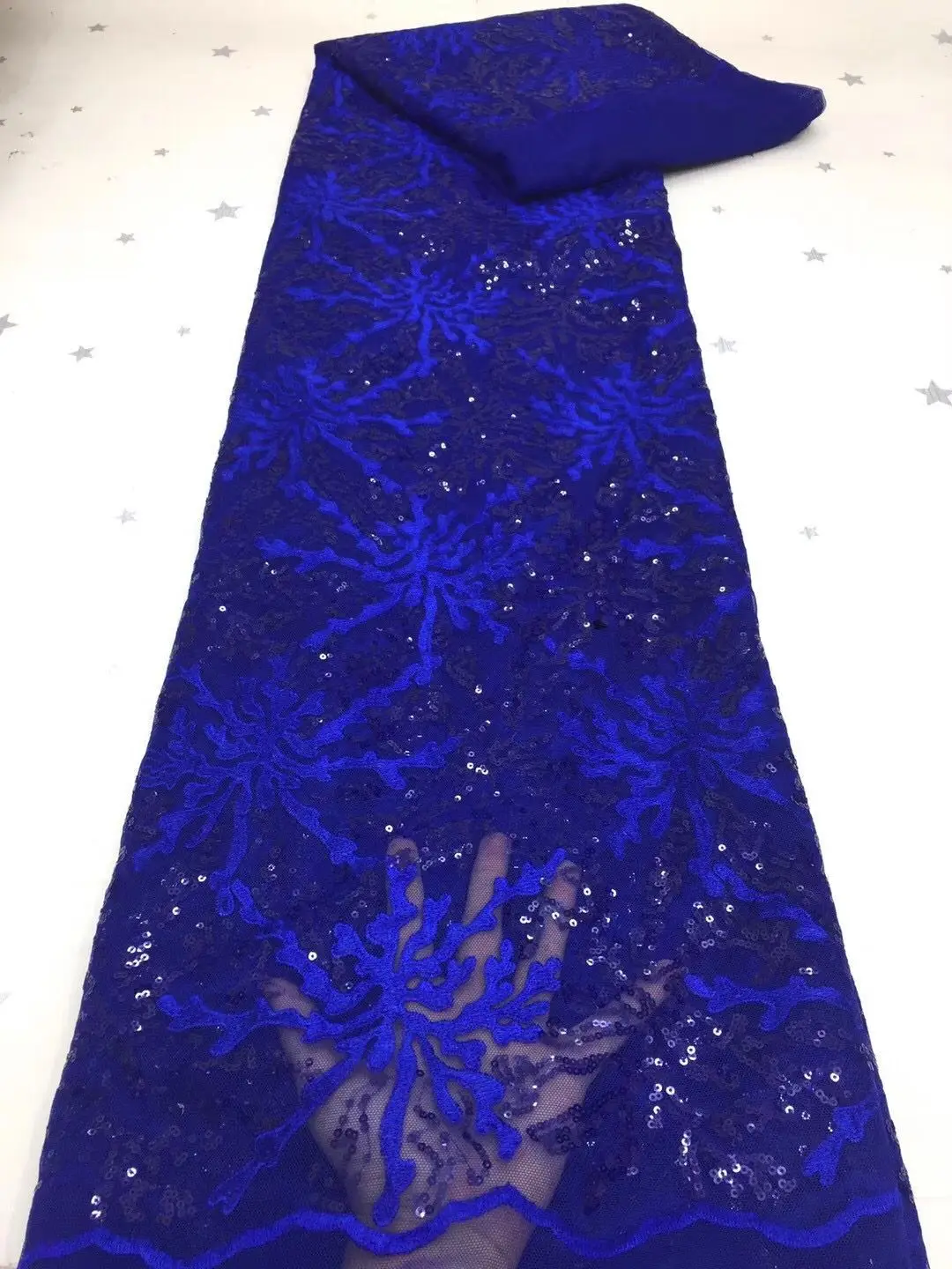 

Нигерийская сетка, молочный шелк, кружевная ткань royalblue, Лидер продаж, кружевные ткани с блестками, Высококачественная африканская французс...