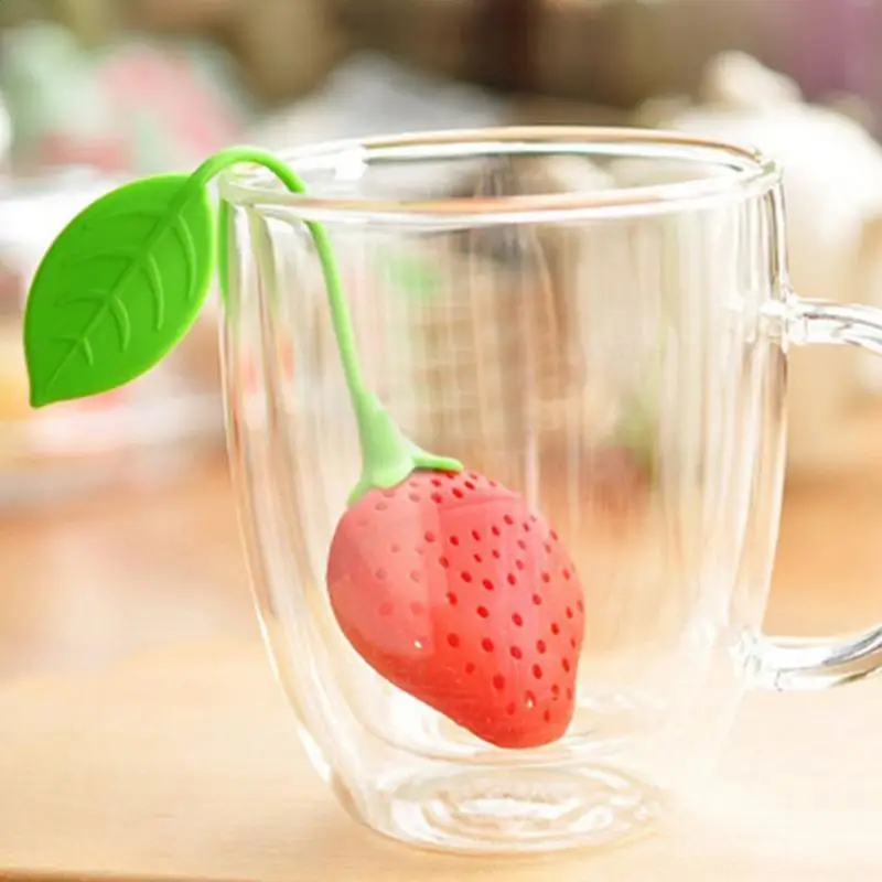 1pcs Tea Strainer Non-toxic Strawberry Shape Silicone Tea Infuser Tea Bag Filter Diffuser Teapot Accessory Kitchen Supplies images - 6