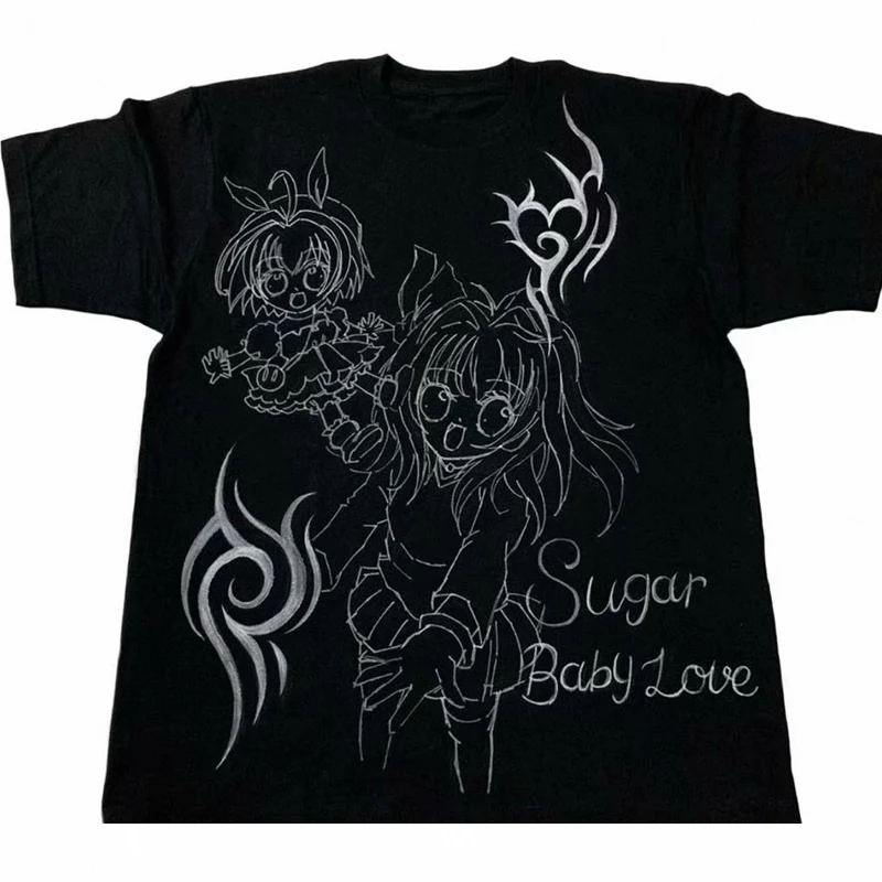 Эстетическая рубашка y2k винтажная Harajuku Kawaii Готическая в стиле панк уличная