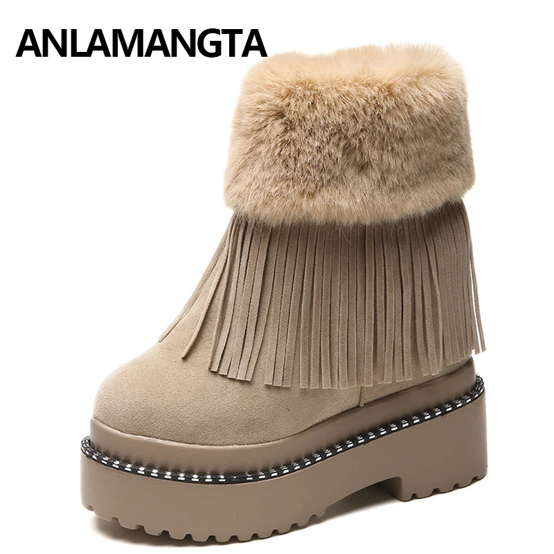 Ботинки женские зимние ботинки ботильоны с искусственным мехом зимняя теплая