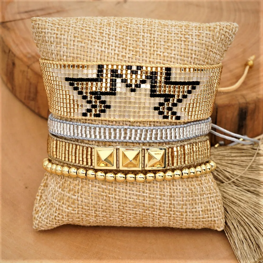 Go2boho MIYUKI браслет для Для женщин Мексика браслет на предплечье запястье Для мужчин ювелирные Браслеты Mujer Moda золото Нержавеющая сталь бусины Браслеты