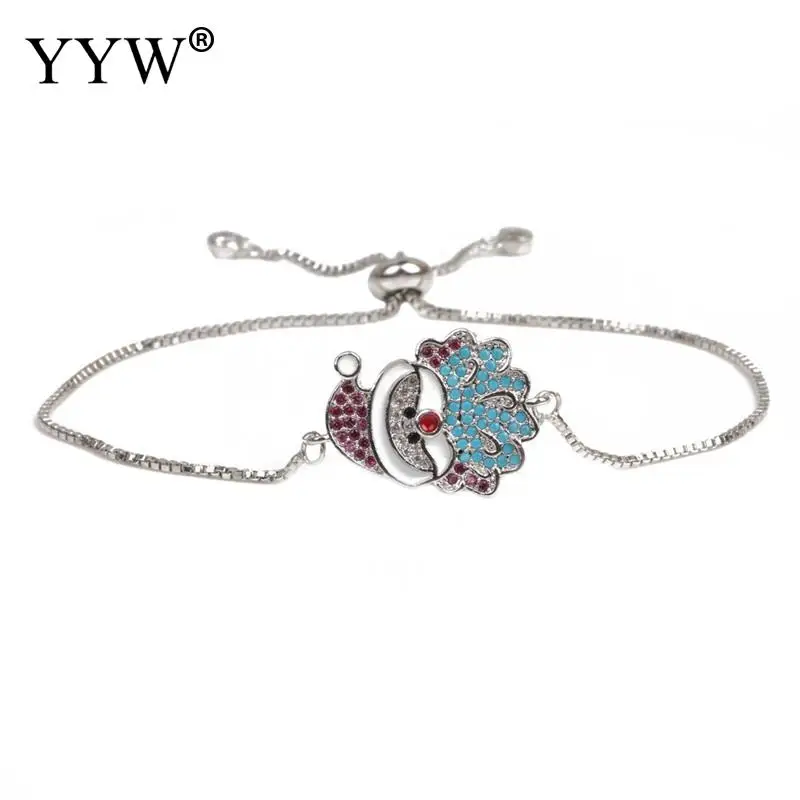 Cute Lovely Metal Bracelets Bangles Adjustable Chain CZ Cartoon Santa Claus Pendants Charm Jewelry 7.5 Inch For Women Girl | Украшения и