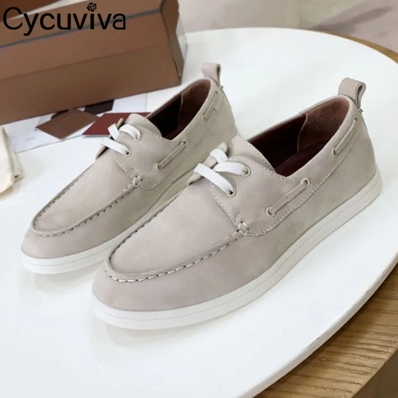 Туфли женские прогулочные дизайнерские замшевые лоферы на шнуровке удобные без